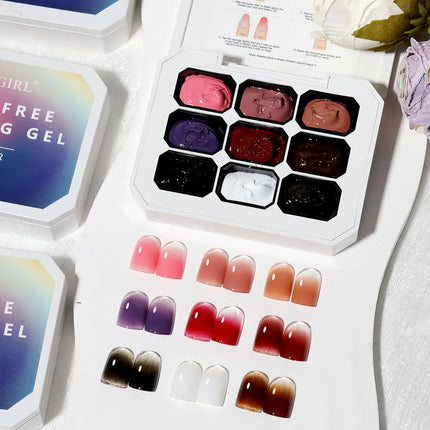 9-colors Memories of Autumn Patter Glue Smudges Canned High Saturation Popular Semi-solid Nail Polish Glue Nail Salon