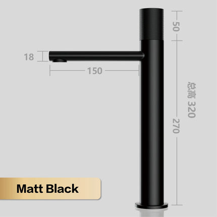 Brass Black Bathroom Faucet Round Hand Washing Toilet Table Under High-End Hotel Hot and Cold Faucet