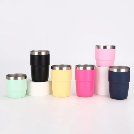 Stainless Steel Small Coffee Vacuum Flask 6/8oz Portable Thermos Water Bottle Car Travel Mug with Lid