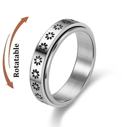 Anti Stress Anxiety Fidget Spinner Couple Rings Rotate Freely Jewelry for Men Women Stainless Steel Knuckle Ring Wedding Bague