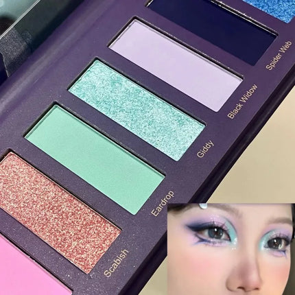 8 Colors Gothic Pearlescent Purple Eyeshadow Palette Oil Painting Style Matte Punk Metallic Chameleon Smoked Eye Pigment Makeup
