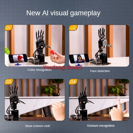 6 Dof Robot Hand with Servo AI Visual Robot Fingers Claw Manipulator Palm for Raspberry Pi 4B Python Programmmable Robot DIY Kit