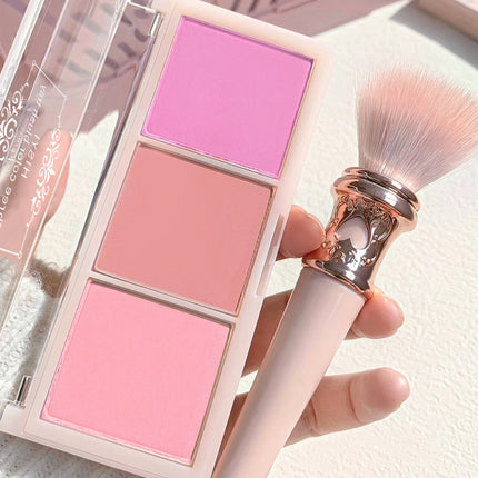 3-Color Blush Palette - Matte Finish, Red, Light Pink & Orange Shades, Powder Formula for Natural Look