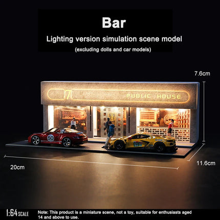 1/64 Tavern Restaurant Model Scene with Lamp Version Simulation Model Scene Decoration Collect (Excluding dolls and car models)