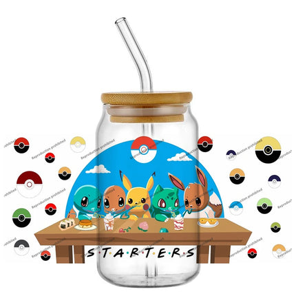 popular Pokemon UV DTF Cup Wrap 16oz Reusable Washable SelfAdhesive transfer Sticker for DIY Tumblers DIY Home decoration