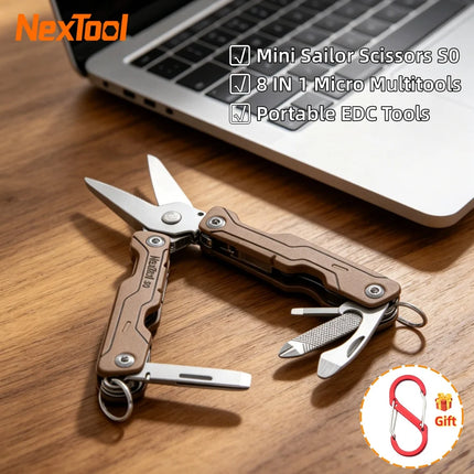 NexTool Micro Multitools S0 Mini Sailor Scissors 8 In 1 Mini Pocket Multitool EDC Folding Hand Tools Camping Survival Multitool
