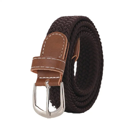 120-130cm Casual Knitted Pin Buckle Men Belt Woven Canvas Elastic Expandable Braided Stretch Belts For Women Jeans Female B D1g1