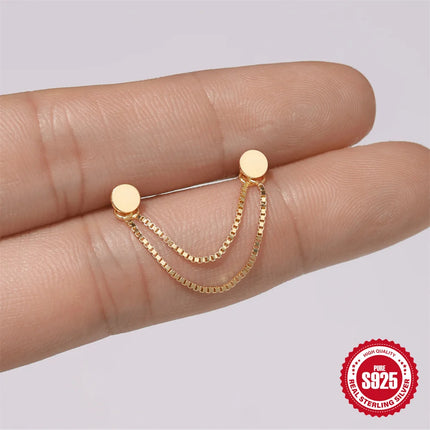 CANNER 1PC 925 Sterling Silver Chain Tassel Piercing Earrings Chain Charm Accessories For Woman Shiny Earring Fine Jewelry Gift