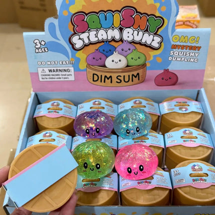 Hot Glitter Dumpling Squishy Maltose Series with Box Dumplings Sensory Squeeze Toy for Stress Relief Random Color