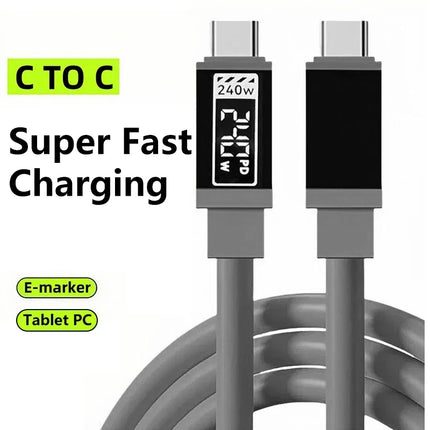 240W 10A Cables Super Fast Charging Type C To Type C Silicone Cable For Samsung iPhone 17Pro Xiaomi 17 Quick Charging Cable New
