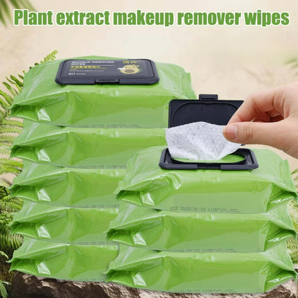 10/400 Sheets Avocado Plant Extract Makeup Remover Wipes Gentle Cleansing Spunlace Non-woven Fabric Daily Makeup Removal Wipes