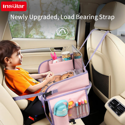 Kids Travel Tray Storage Pocket Waterproof Toy Painting Board Portable Safety Seat Folding Table Painting Board Vehicle-mounted