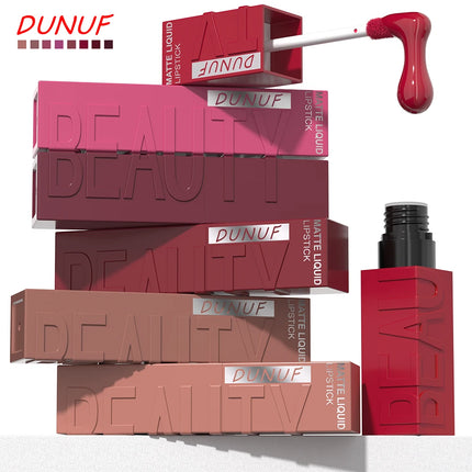 DUNUF 1 Pcs Matte Velvet Smooth Easy-to-apply Square Tube Lip Gloss Waterproof Not Easy To Fade Sexy Brown for Women Lip Tint