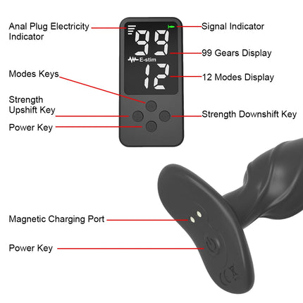 Digital Display Control 99 Gear Electric Shock Anal Plug For Women Vibrators 12Modes Men Masturbator Vaginal Butt Plugs Sex Toys