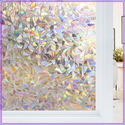 Stained Glass Window Privacy Film, Rainbow Sun Blocking Decals, Static Cling Non-Adhesive 17.5"x78.7"
