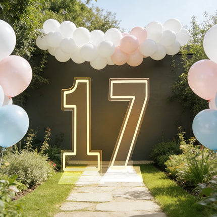 Large Size Warm White LED Neon Numbers Sign 76cm/100cm Stand up & Wall Mounted for Birthday Wedding Celebration Party Decor