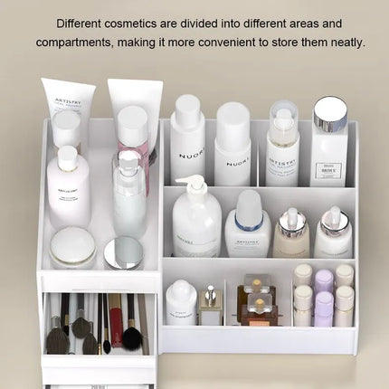 1pc White New Drawer Makeup Storage Box Dormitory Finishing Plastic Shelf Cosmetics Skin Care Dressing Table Desktop