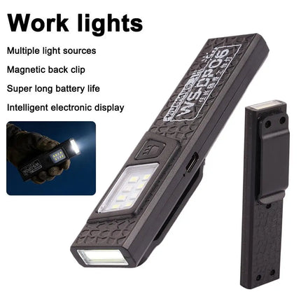 1/2Pcs Mini Portable Rechargeable LED Torch Light Waterproof Work Pocket Flashlight with Magnetic Grip Compact LED Flashlight