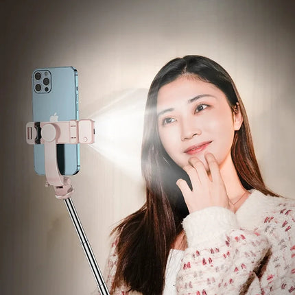 Bluetooth Remote Extendable Selfie Stick Tripod Stand for iPhone Samsung, Tiktok Live Streaming Portable Telescopic Phone Stand