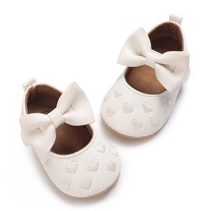 Spring and Autumn Embroidered Peach Heart Step Bow-knot Baby Shoes 0-1 Year Old Hand held Male and Female Baby Soft Bottom