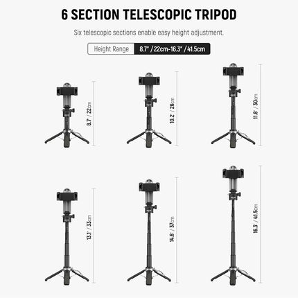 NEEWER Selfie Stick with Detachable Bluetooth Remote Shutter, Lightweight Foldable Travel Tripod for iPhone YouTube/TikTok Vlogs