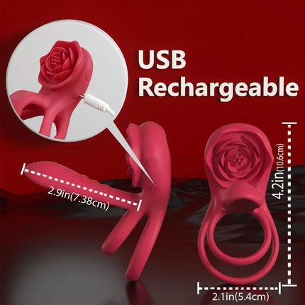Powerful Rose Vibrating Cock Ring Vibrator Penis Sleeve Sucking Stimulator G-spot Erection Ring Clitoral Couples Adult Sex Toys