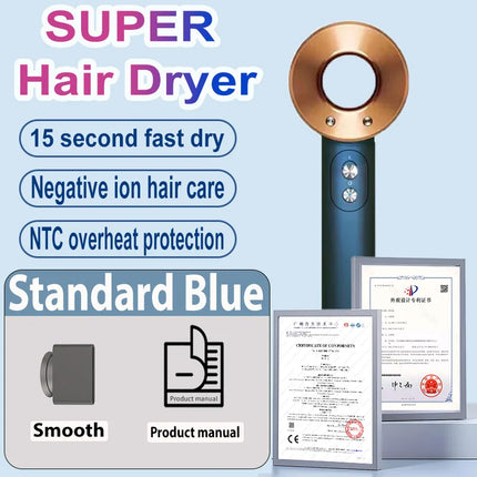 6 IN 1 Super Hair Dryer Negative Ion Hair Care Blow dryer Salon Barber Leafless Tourist Hairdryer with Diffuser & curler