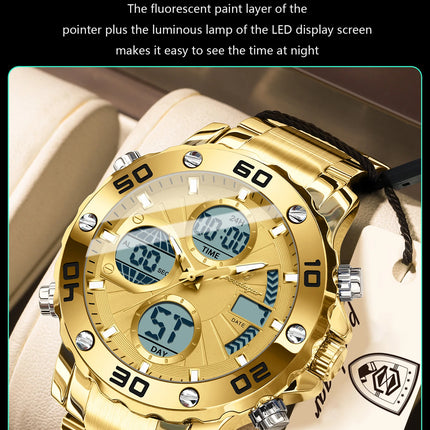 POEDAGAR Functional Men's Quartz Wristwatch Electronic LED Alarm Dual Display Male Clock Waterproof Sports Watches For Men Reloj