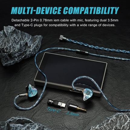 HiFiGo Juzear x Z Reviews Defiant Gaming Fidelity 1DD+3BA IEMs Gaming Tuning Swappable Plug Type‑C 3.5mm Mic In‑Ear Earphone