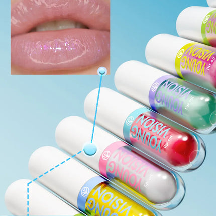 YOUNG VISION 6-Color Refreshing Fruit Flavored Moisturizing Lip Oil Set Colorful, Hydrating, and Moisturizing Lip Gloss