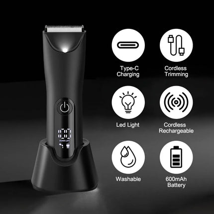 Men's All-in-One Groin & Body Trimmer - Groomer Kit for Privates, Precision Shaver for Hard-to-Reach Areas