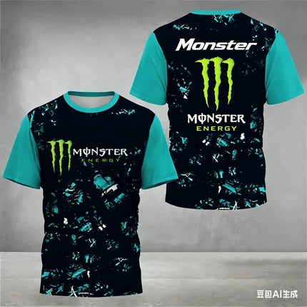 Men's summer short-sleeved sports T-shirt with 3D print of Monster Energy, quick-drying and moisture-absorbing cycling sportswear