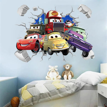 Disney Cartoon Car Lighting McQueen Wall Stickers For Kids Room Home Bedroom PVC Decor Cartoon Movie Mural Art Decals