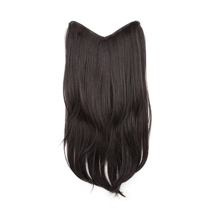 22Inch Synthetic Long Micro Curly Layered Hair Extension Patch Natural Looking Invisible One Piece Wig for Women