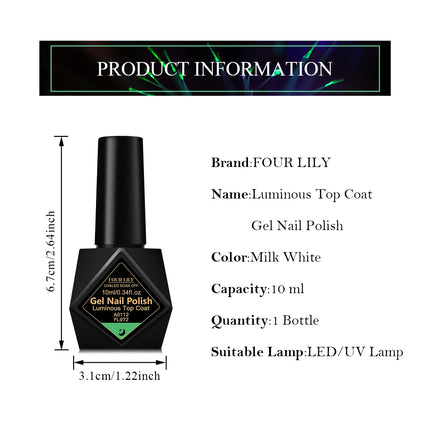 FOUR LILY 10ml Luminous No Wipe Top Coat Glow-in-the-Dark Green Gel Nail Polish DIY Home Salon Festive Gift  For Valentine's Day