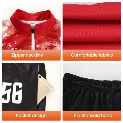 Wholesale Custom Soccer Tracksuit Sets Sweat Suits Mens Winter Training Polyester Football Tracksuits Jacket With Zipper Pockets