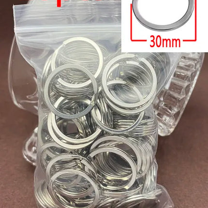 Silver Metal Blank Keyring Keychain with Ring Link Long Round Split Keychain Keyrings Chains Stainless Steel Key Rings Holder