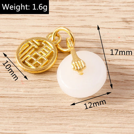 Tusember 10pcs Traditional Chinese Good Fortune Lucky Jade Charms Pendants for Jewelry Making Earrings Necklace Bracelet DIY