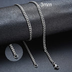 3mm Silver Cuban / 60cm 24inch