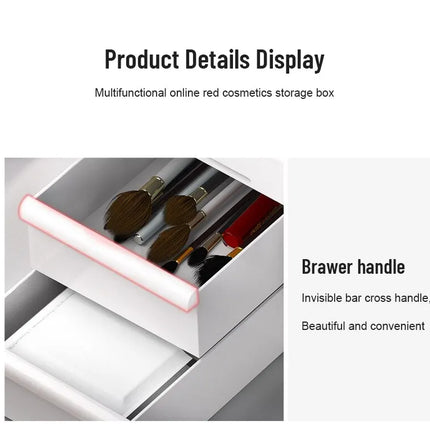 1pc White New Drawer Makeup Storage Box Dormitory Finishing Plastic Shelf Cosmetics Skin Care Dressing Table Desktop
