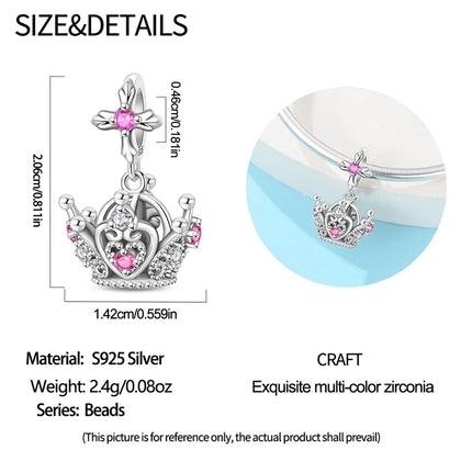 Crown Charms Skull Bead Original 925 Sterling Silver Inlaid Zirconium Pendants Fit Bracelet Necklace Jewelry Lover Gift