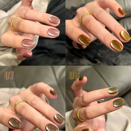 12ml 1-21pcs 2026 New Brown Gold Glass Bead Cat Eye Gel Nail Polish Black Red Magnet Cat Eye Gel Polish Gold Nails Nail Art