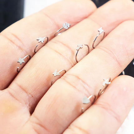 4 Style 8-40pcs Fashion 316l Colorful Stainless Steel Nose Hoop Lip Nose Ring Stud Earrings Body Piercing  Jewelry Punk Style