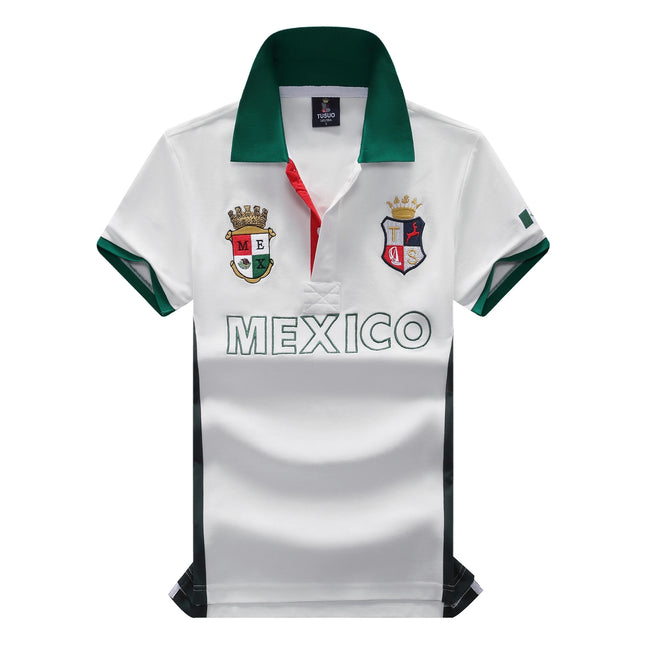 Men's Polo Shirt Mexico Independence Day Christmas Day Cotton Embroidery Stitching Color Classic Fashion Original Design Cotton