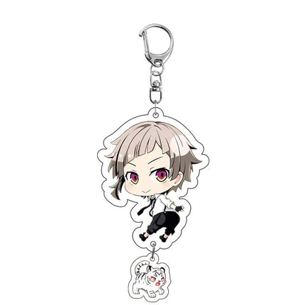 Cute Anime Figure Dazai Osamu Kunikida Doppo Edogawa Rampo Nakajima Atsushi Key Ring Fashion Acrylic Key Chain Plate Fans Gift