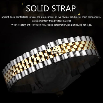 Holuns Luxury Classic 36/41mm Gold Men's Watches Japan MIYOTA Quartz Movt Stainless Steel Classic Business Wristwatch Waterproof