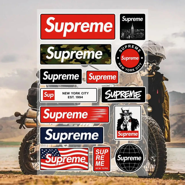 S-U-P-R-eM-e Aesthetic Graffiti Waterproof PVC Stickers for Car Motorcycle Skateboard Helmet Notebook