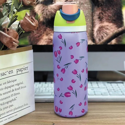 1pcs double drink thermos cup owala sports water bottle 960ml, Large Capacity Sports Water Bottle with Handle, Travel Tumbler
