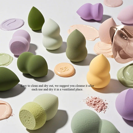 8Pcs Hydrophilic Makeup Sponge Set - Assorted Shapes & Powder Foundation | Non-Latex Flawless Application Professional Kit