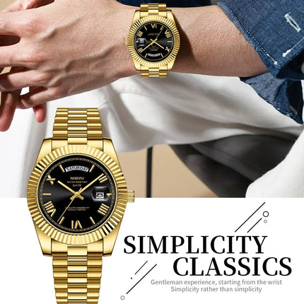 NIBOSI Brand Original Stainless Steel Quartz Watches For Men Luxury Date Display Luminous Fashion Men's Watch relogios masculino